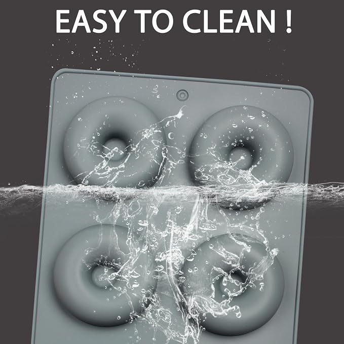 Silicone Donut Mold Pans, 6 Cavity Non-Stick Baking Tray for Chocolate Dessert, Gray, 10.8 x 6.8 x 0.8 inches