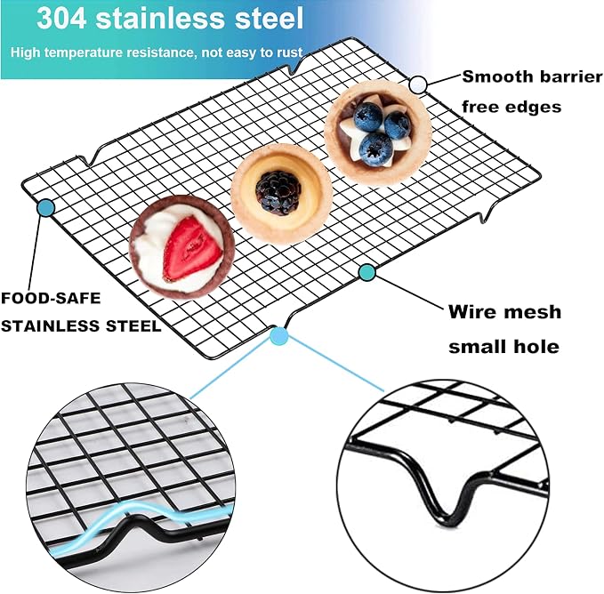 Cooling Racks,Baking Rack Tray Non-Stick Pan Stainless Steel Cake Cooling Wire Roasting Rack for Biscuit Pizza Bread Cake Baking(2pack-11.02 inch)