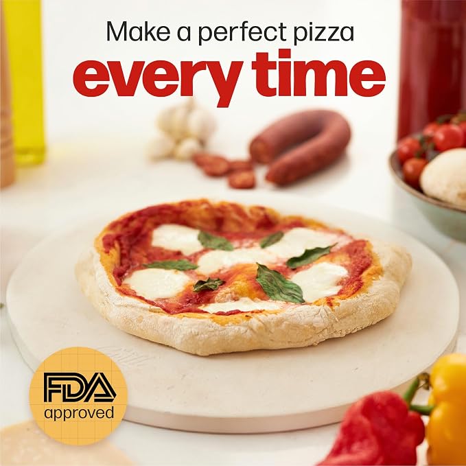 Hans Grill Pizza Dough Proofing Box - Pack of 2 Stackable & Circular Pizza Stone For Oven Baking & BBQ Grilling With Free Wooden Peel