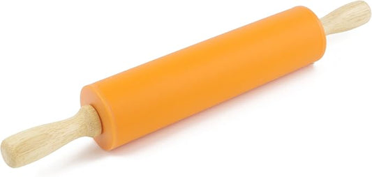 Silicone Rolling Pin for Baking Non-stick Rolling Pin Dough Roller Wooden Handle Kitchen Accessories Pastry Roller