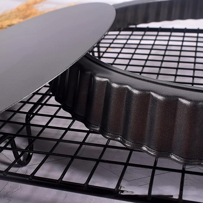 Tart Pan, Carbon Steel Quiche Pan with Removable Bottom Nonstick Deep Baking Dish Pie Plate Mold for Baking Tarts, Pies, Quiches, Brownies (12 inch)
