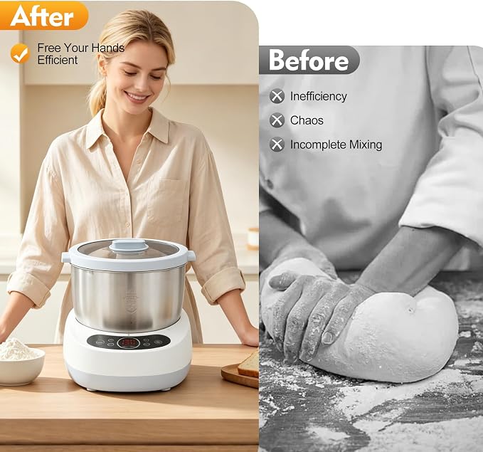 5.3QT Electric Dough Maker with Fermentation,230W Dough stand Mixer Machine with Digital Screen,Automatic Kneading Machine for Bakery (Blue)