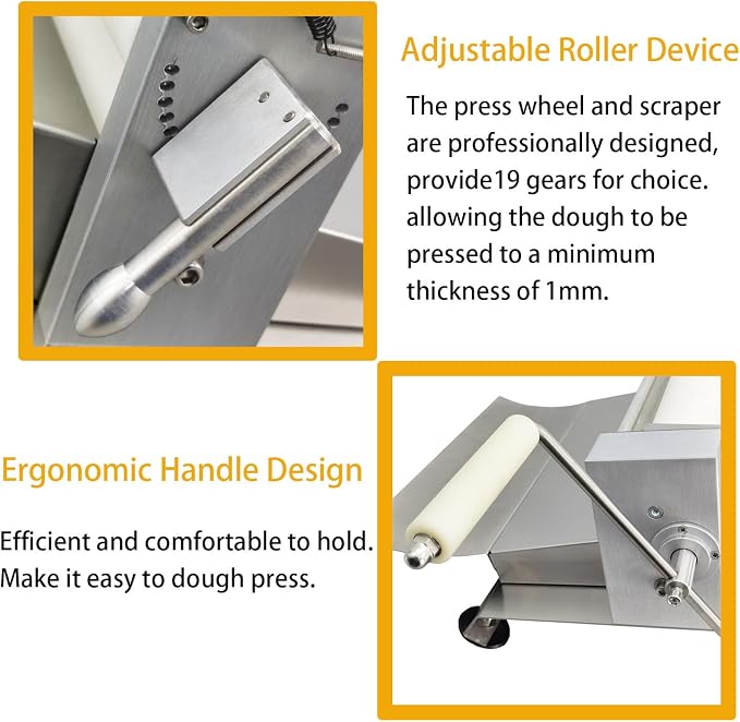 Manual Dough Sheeter Pastry Dough Press Sheeter Machine Stainless Steel Pastry Machine Pasta Maker for Icing, Fondant, Croissants, Pizza and Puff Pastry