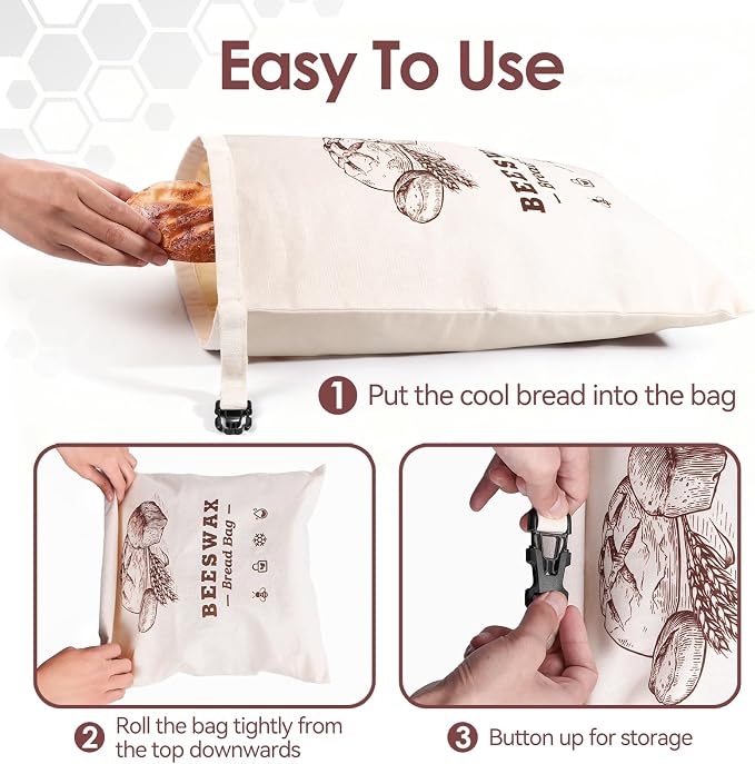 Beeswax Bread Bags，Extra Large 2 Pack- 17"×13" Reusable Sourdough Bread Bags for Homemade Bread