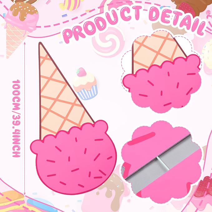 Ice Cream Balloon Decoration Kit 122 Pcs Macaron Party Supplies Ice Cream Sign 10" 18" Macaron Balloons Double-hole Balloon Chain Adhesive Dots for Summer Birthday Theme DIY Party Supplies