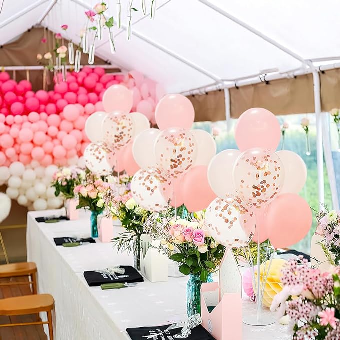 6 Sets Balloon Sticks with Base for Table Balloon Stand Kit Balloon Stands with Base for Floor Balloon Arch Stand with Base Balloon Stands for Table Baby Shower Birthday Wedding Party Decorations