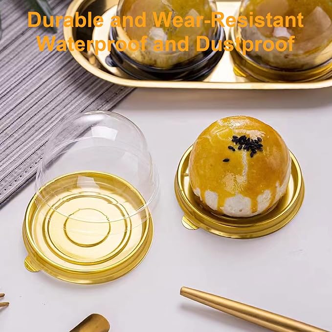 WOPPLXY 200 Pcs Mini Cake Containers, Clear Plastic Small Cupcake Boxes with Dome Lids, Mini Cupcake Container, Mini Flan Container for Individual Cookies Cheesecake Mooncake Desserts