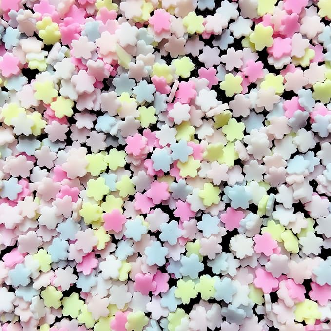 EHOPE 100G Fake Sprinkles Polymer Sprinkles Faux Sprinkles Resin Sprinkles Clay Sprinkles For Resin Fake Candy Sprinkles for Nail Art DIY Crafts Cake Phone Case (100G Colorful cherry blossom)