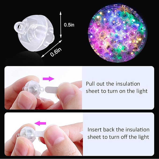 ZGWJ 200PCs Colorful Balloon Lights Mini, Battery Powered, Long Standby Time Waterproof Tiny Led Round Flash Light for Paper Lantern Balloon Party Easter Eggs Wedding Christmas Halloween Decorations