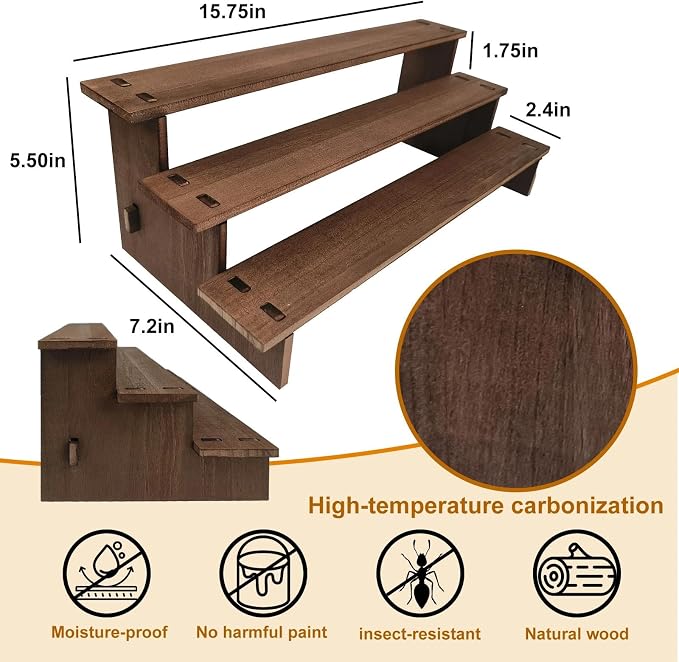 3 Tier Cupcake Stand Wood - 30s Quick Assembly, Easy Carry&Store | Wooden Cupcake Display Stand, Rustic Wooden Riser, Tiered Serving Tray for Vendors, Cup Cake, Dessert, Spice Rack, Candles