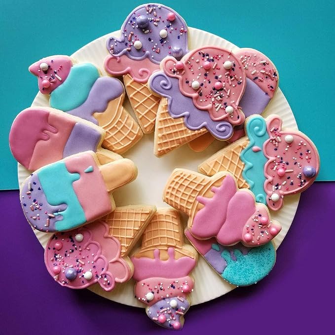Ann Clark Ice Cream Cookie Cutters 3-Pc. Set Made in USA, Popsicle, Ice Cream Cone, Soft Serve Swirl Cone