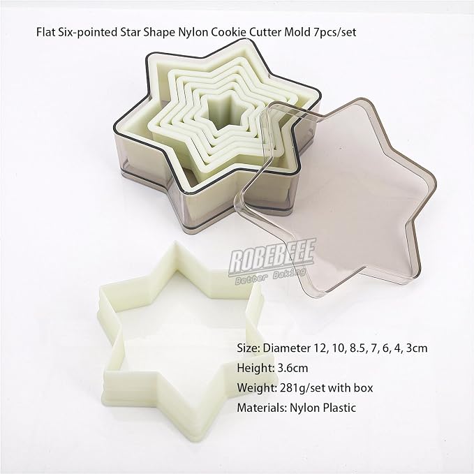 Multi-Shape Nylon Cookie Molds Round Square Star Plastic Geometry Biscuit Cutter Dough Mousse Bread Slicer DIY Bakery Utensils (Six Pointed Star)