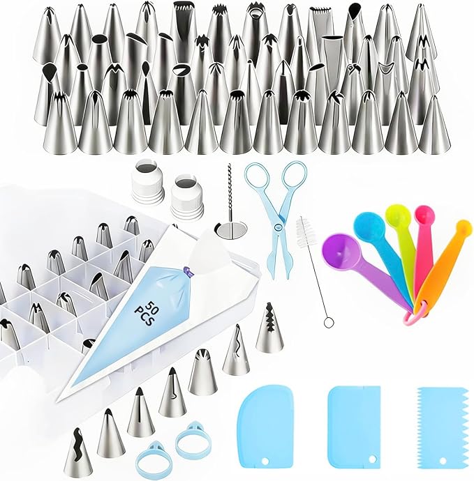 Cake Decorating Kit, 120 Pcs Piping Bags and Tips Set | ZjenNbecoHpave 120 Pcs Cake Decorating Kit, Stainless Steel Piping Bags and Tips Set, Icing Frosting Supplies for Baking