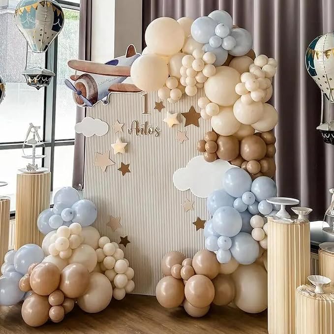 Voircoloria 130pcs White Sand Balloons Different Sizes 18" 12" 10" 5" Off White Party Latex Balloons for Birthday Baby Shower Graduation Wedding Gender Reveal Anniversary Party Decorations