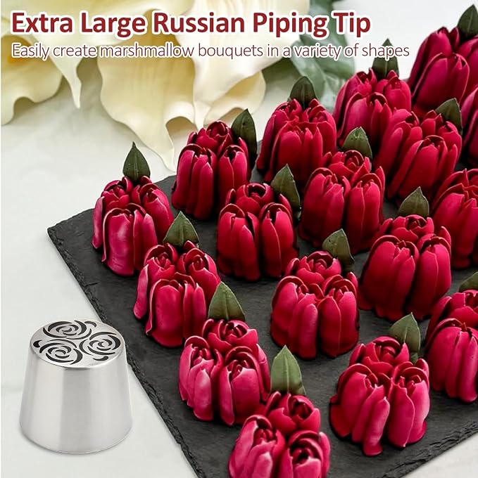 Piping Nozzle Extra Large Russian Piping Tips for Stainless Steel Flower Frosting Nozzles Cake Decorating Baking tool for Buttercream, Cupcakes Cookies Icing Tips