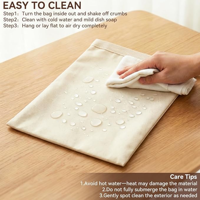 2 Pack Beeswax Bread Bags for Sourdough, Reusable Natural XL Linen Beeswax Bread Bag for Homemade Sourdough 17 x 13 Inches Freezer-Friendly Large Capacity Portable Cloth Bags Keep Bread Fresh