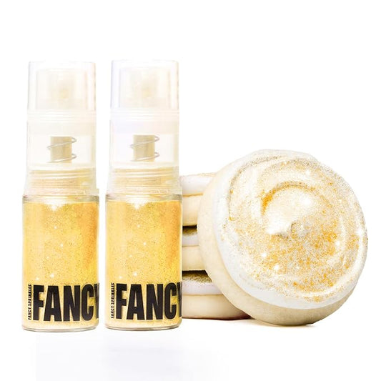 Fancy Sprinkles Fool's Gold Edible Glitter Spray Pump | 2-Pack Metallic Gold Glitter for Drinks, Cocktails & Cake Decorating | Vegan & Gluten Free | Made in USA | 4gm each