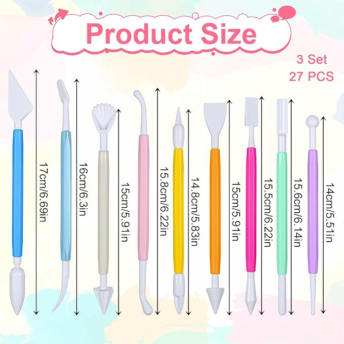 cobee 3 Set Air Dry Clay Tools, Fondant Sculpting Tool Set, Polymer Clay Tools for Modeling Decorating Tool, Clays Sculpting Sets for Cookie Cake Decorating, Sugarcraft Sculpture Pottery