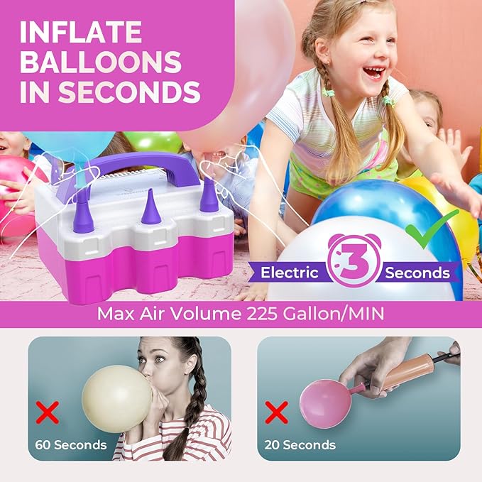 ETENWOLF Electric Balloon Pump for All Balloons 110V 600W Balloon Blower for Party Metalic Latex 260q Foil Balloons, Balloon Inflator for Birthday Decorations