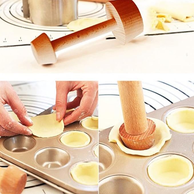 Wooden Tart Tamper Double Side Pie Pastry Dough Tamper Eggs Tart Mold Cake Pastry Baking Tool For Eggs Tart Pusher Baking Eggtarts Mold