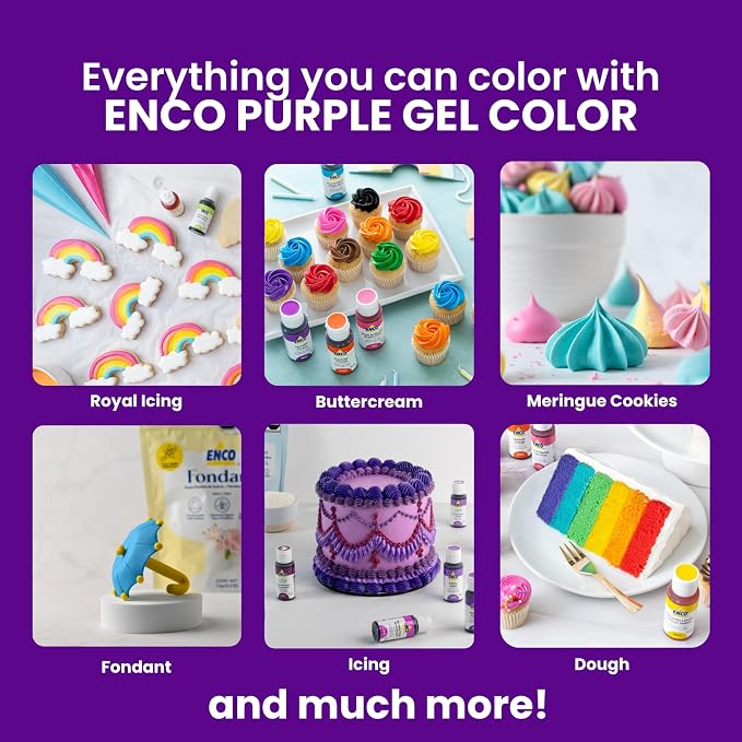ENCO Food Coloring Gel Purple 1.41 oz (40g) Concentrated, Vegan
