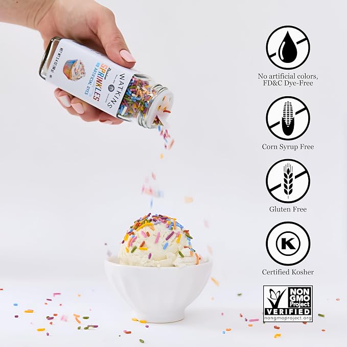 Watkins Rainbow Decorating Sprinkles, No Artificial Dyes, Perfect for Ice Cream and More, 9.3oz