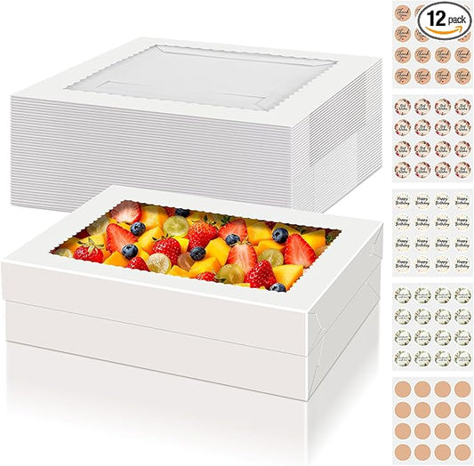 15 PCS Sheet Cake Boxes, 14x10x4 Rectangle Cake Box, Quarter Sheet Cake Box, White Baking Boxes, Large Bakery Boxes, Cajas Para Pasteles, 10x14 Cake Boxes for Birthday, Wedding, Party, Business