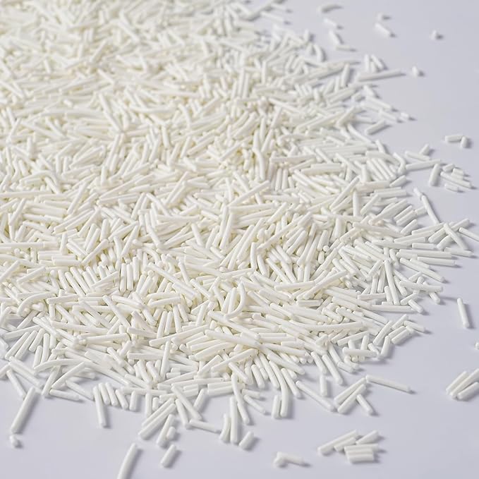 Edible White Sprinkles, White Jimmies Sprinkles, Jimmies for Cake Decorating, Cupcakes, Cake Toppers, Macarons, Cookies, and Ice Cream Toppers(120g/4.23oz)