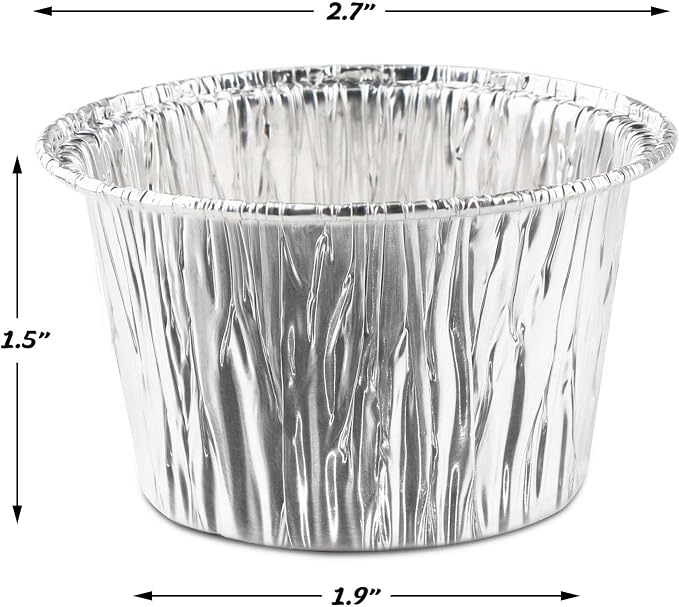 EUSOAR Aluminum Cupcake Liner, 3.5 Ounce 100Pcs Disposable Aluminum Foil Baking Cups, Ramekin Muffin Liners Cup, Pudding Liners Holders, Aluminum Cupcake Tip Pan Ramekin Holders