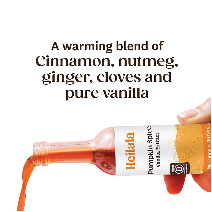 Pumpkin Spice Vanilla Extract – Heilala Pure Vanilla infused with Pumpkin Spice Extract, Perfect for Baking, Desserts and Drinks, Made using Hand-Selected Vanilla Beans from Polynesia, 1.69 fl oz