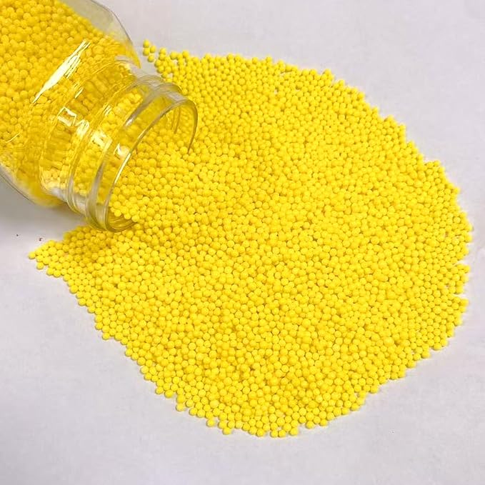 PhilaeEC Yellow Nonpareils Sprinkle 2mm Mini Peals Sprinkle Edible for Cake Decoration Cupcake Topper Cookie Baking Decorations Halloween Christmas Valentine Supplies