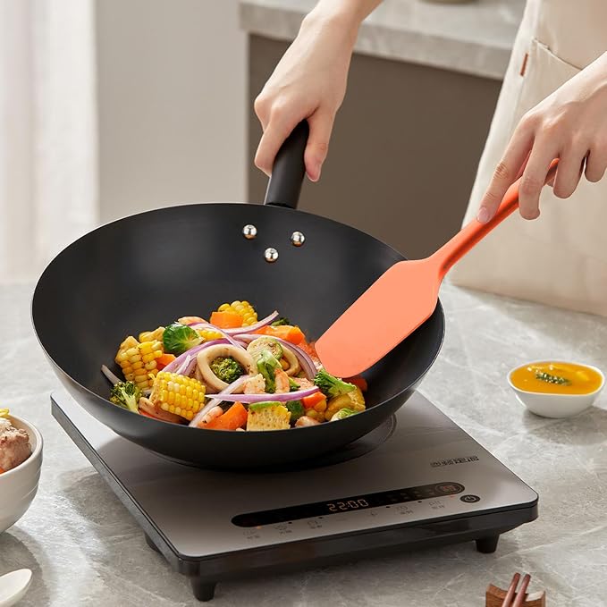 Large Silicone Spatula, 11.4 Inch Rubber Spatula with Nylon Core, Heat Resistant to 446°F, Kitchen Cooking Utensils Baking Bowl Scraper for Mixing & Scraping (Orange)
