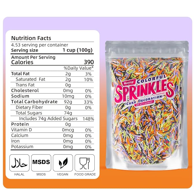 Halloween Sprinkles Bulk 16 oz - Purple, Orange, Green, Black Jimmies Mix for Cake Decorating, Cookies, Cupcakes, Ice Cream Topper - Spooky Halloween Party Supplies Halloween Jimmies