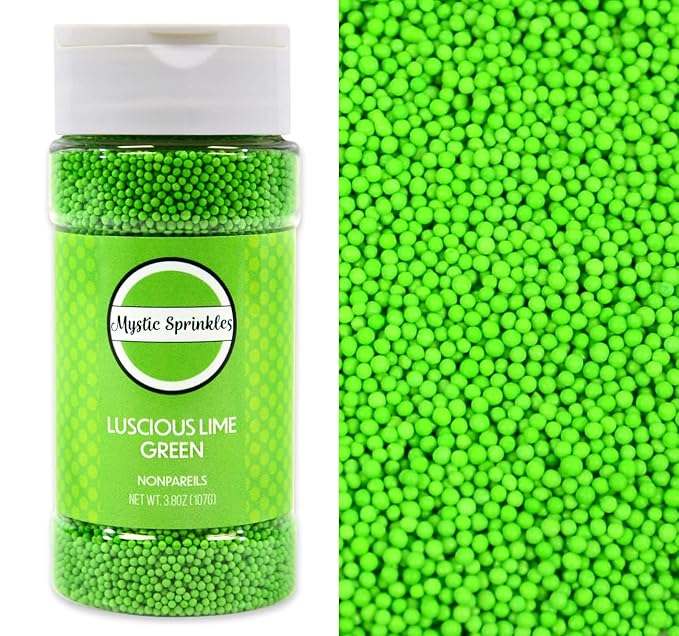 Mystic Sprinkles Solid Color Nonpareils 3.8oz Bottle (Luscious Lime Green)