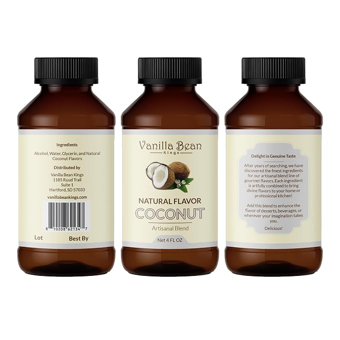 Natural Coconut Extract for Baking and Flavoring - 4 OZ - Premium Quality Natural Flavors for Baked Goods, Desserts, & Cooking
