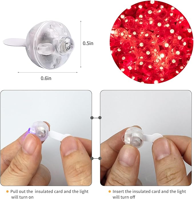 Aogist 200Pcs Red Balloon Lights with Hook,Long Standby Time,Waterproof Mini Light for Birthday Party Wedding Christmas Halloween Easter Decorative (Steady)