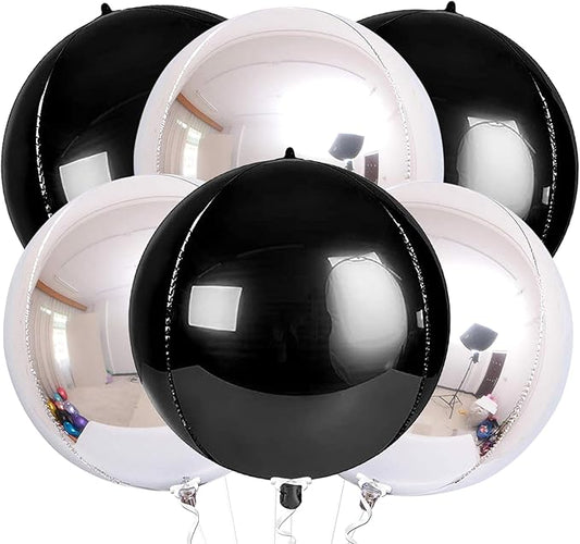 KatchOn, Large Black and Silver Balloon - 22 Inch, Pack of 6 | Black and Silver Mylar Balloons for New Years Decorations 2026 | Birthday, Bachelorette Party Decorations | New Years Eve Balloons