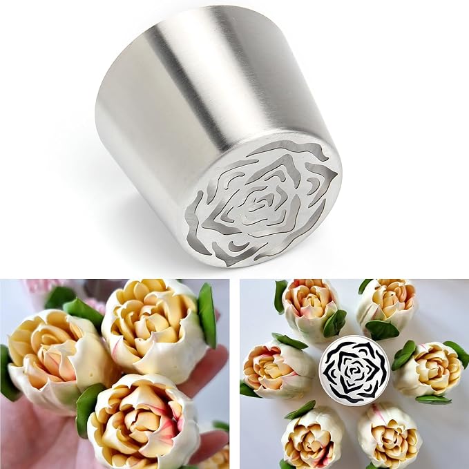 Extra Large Russian Piping Tips - Stainless Steel Flower Nozzles Set for Cake Decorating, Rose & Floral Icing Tips for Cupcakes, Cookies Professional Baking Tools (XXL, Style 58)