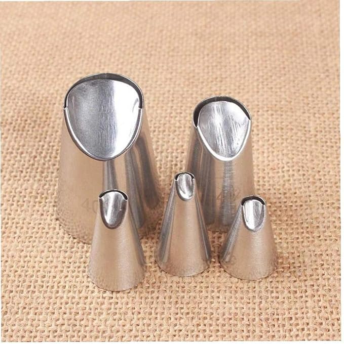 5pcs Cupcake Russian Piping Tips Set Stainless Steel Icing Piping Nozzles Pastry Tips Portable Cake Nozzle Baking Accessories