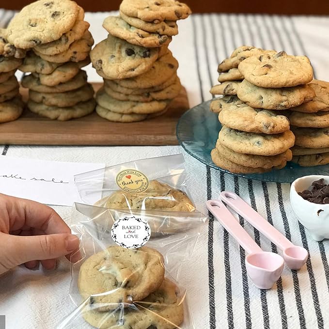 1000PCS Baked with Love Stickers for Baked Goods,1 Inch Small Round White Red Heart in Baking Floral Stickers Label Bakery Sticker for Packaging Canning Bottles,Cookie Bags