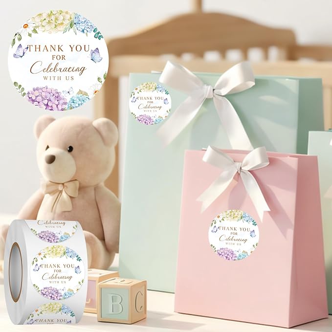 Louise Maelys 1.5 Inch Thank You for Celebrating with Us Stickers 500 Pcs Thank You Party Favor Stickers Labels for Wedding, Baby Shower,Graduation Party, Birthday Party Gift Labels