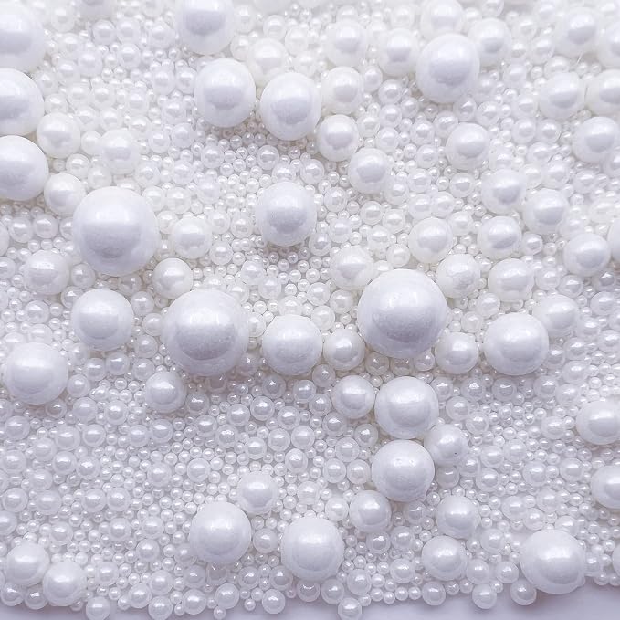 SE Si&Moos White Edible Pearls White Pearl Sprinkles for Cake Decorating Edible Cake Sugar Pearls Halloween Christmas Cookie Decorations Edible Cake Decorations for Cakes,Cupcakes Toppers 3.5 OZ with Tweezers