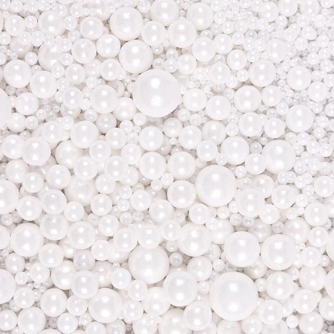 White Pearl Sprinkles for Cake Decorating, Edible Pearls Sugar for Baking Cupcake Toppers Ice Cream Cookie Wedding Party Birthday Valentines Celebrations Supplies, 4.05oz