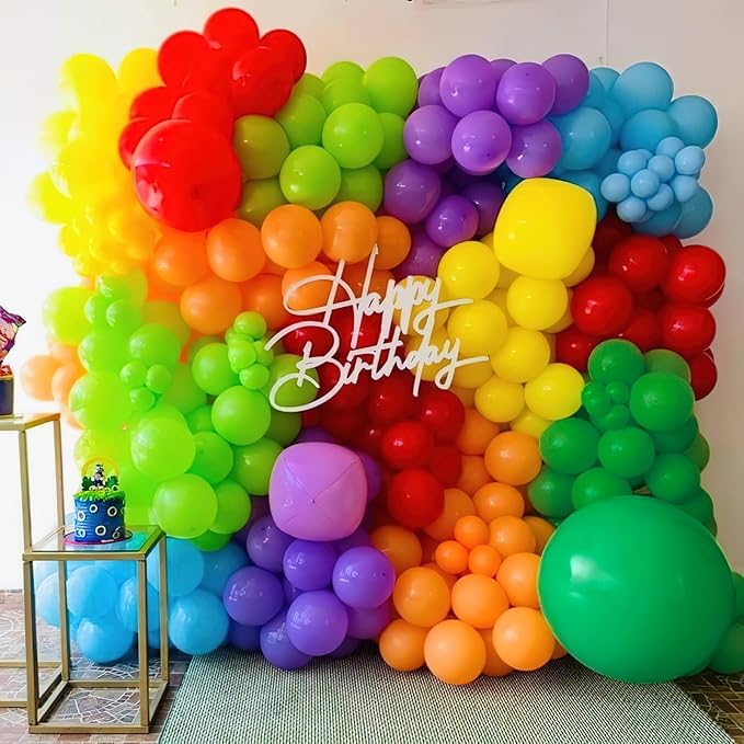 PartyWoo Rainbow Balloon Arch Kit Garland 100 pcs Different Sizes of 36 18 12 10 5 Inch Multicolor Latex Colorful Balloons Assorted Primary Colors for Graduation Baby Shower Birthday Party Decorations