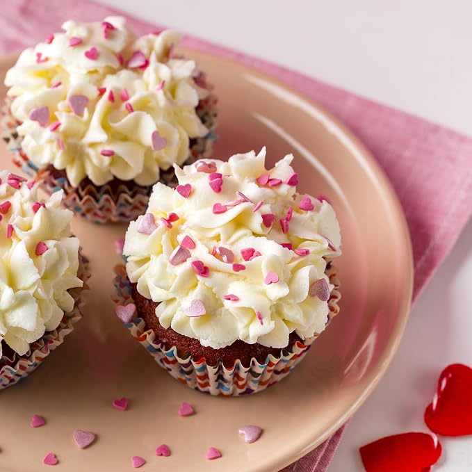 Valentines Sprinkles for Baking, Pink, Red and White Heart Sprinkles for Valentines Cake Cookies Cupcake Decorating