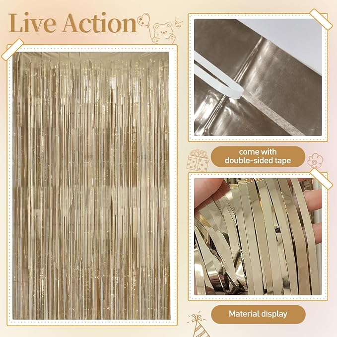 Boho Neutral Brown Balloon Garland Arch Kit with Champagne Fringe Curtain for Baby Shower Wedding Earth Tone Birthday Bridal Brunch Minimalist Anniversary Party Decorations