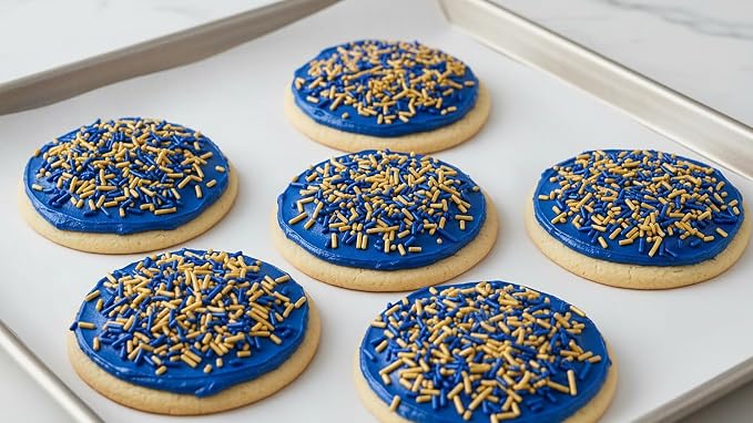 NCS Dark Blue & Gold Jimmies Edible Sprinkles – Cupcake, Cake & Cookie Decorations, 7 oz