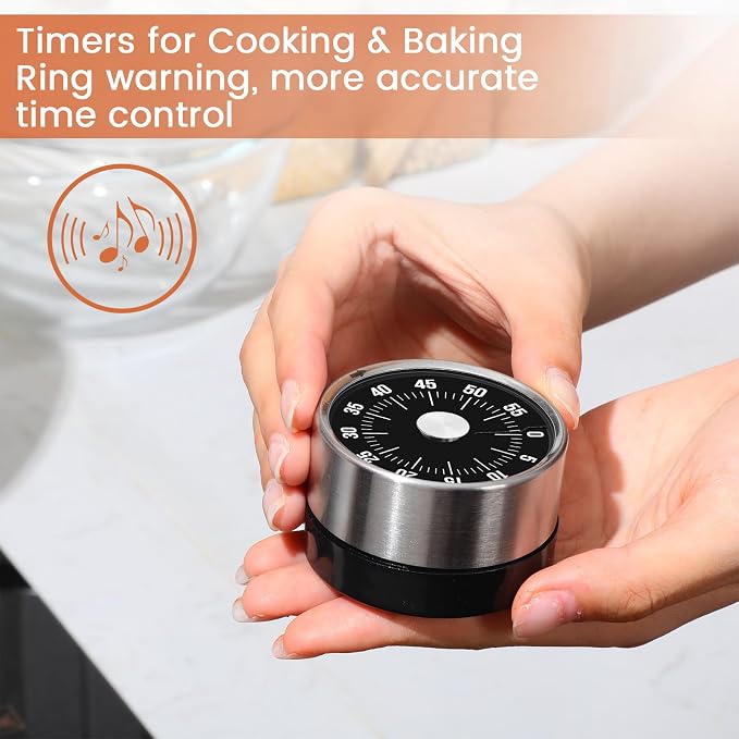 Relaxweex 6 Pcs 60 Minute Visual Timer Visual Kitchen Timer for Cooking Cook Timers Kitchen with Alarm Mechanical Class Timers for Desk Egg Countdown Chef Baking Office ADHD(Black Orange)