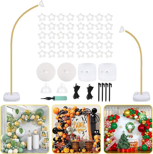 AerWo Balloon Arch Kit 9.35FT & 6FT, Free Bending Half Balloon Arch Stand with Base, Floor Gold Balloon Arch Frame Backdrop for Wedding Birthday Party Baby Shower Yard Lawn Home Christmas Decorations