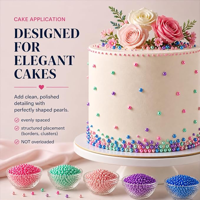 Confect Pearl Sprinkles | Assorted pack of 5 Funky Disco Sprinkles | Baby Shower Mix Hot Pink, Purple, Blue, Teal & Baby Blue Pearl Disco Ball Dragees - Vegan, Gluten-Free, Nut-Free, Soy-Free, Dairy-Free, Palm Oil-Free, No Artificial Dyes - 5 Oz